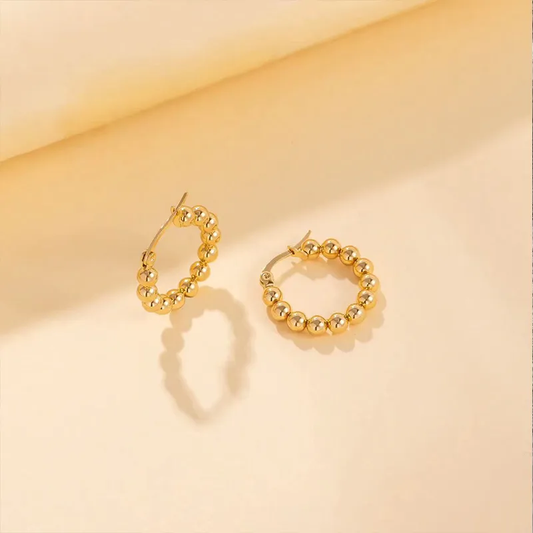 Beaded Gold Hoop Earrings