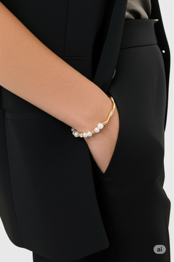 Irregular Metal Pearl Bracelet