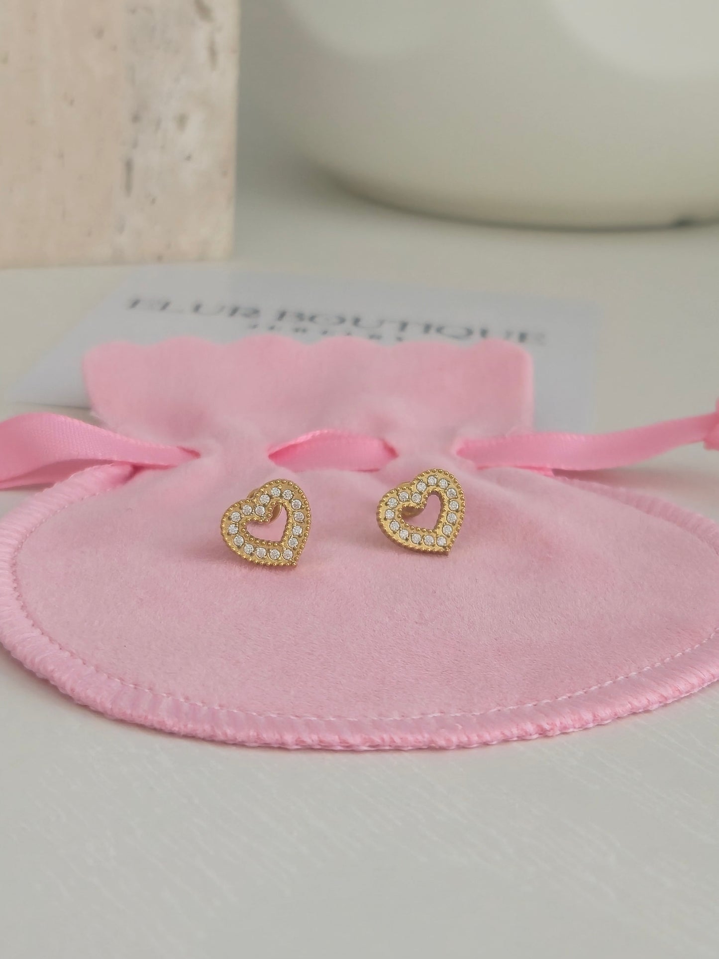Tiny Rhinestone Heart Stud