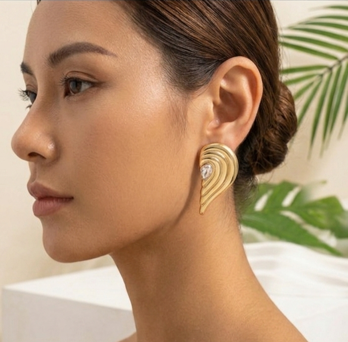 Half-Heart Stud Earrings