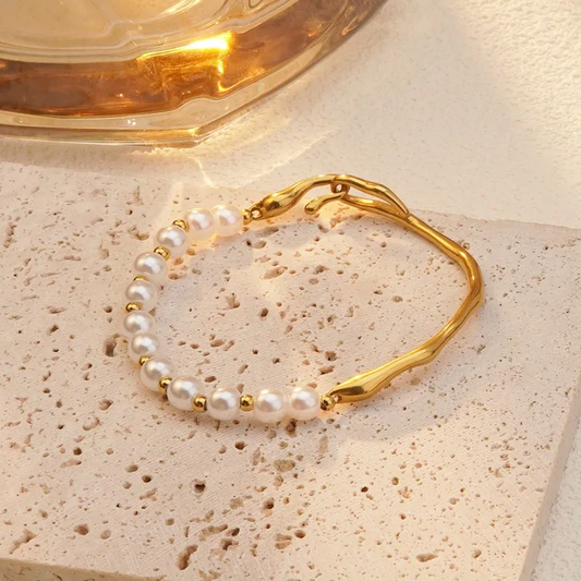 Irregular Metal Pearl Bracelet