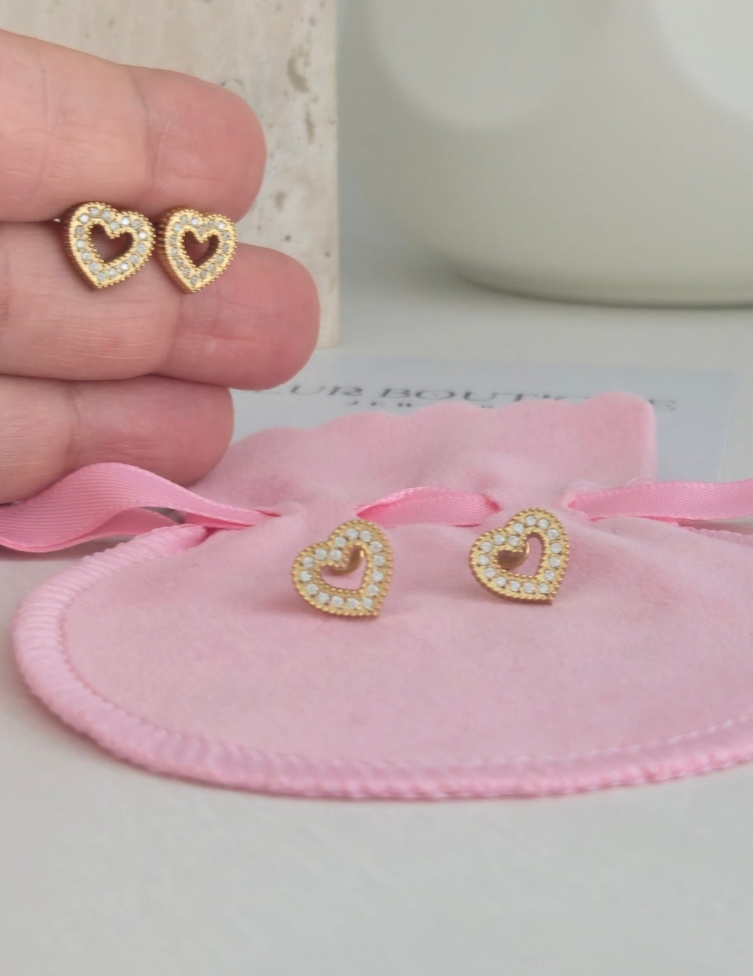 Tiny Rhinestone Heart Stud