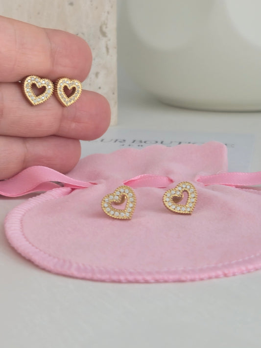 Tiny Rhinestone Heart Stud