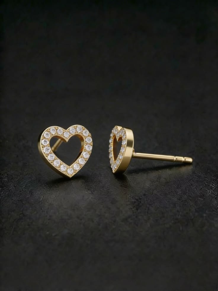 Tiny Rhinestone Heart Stud